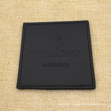 Custom Logo Black PU Genuine Leather Mug Bar Placemat Coaster